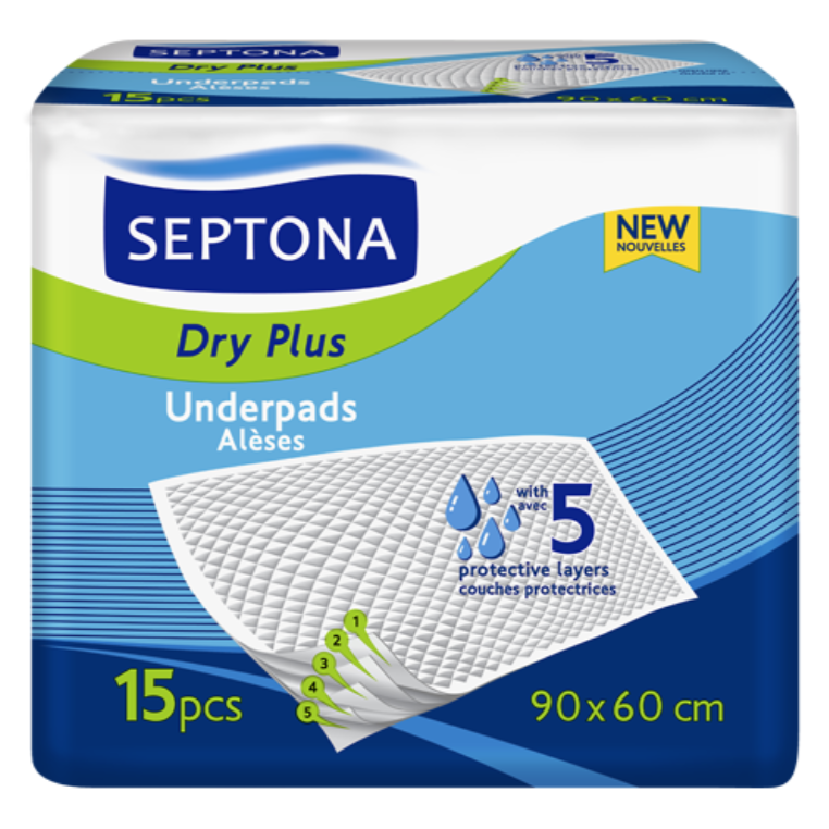 Septona Dry Plus Underpads 90X60Cm 15Pcs - Medaid International