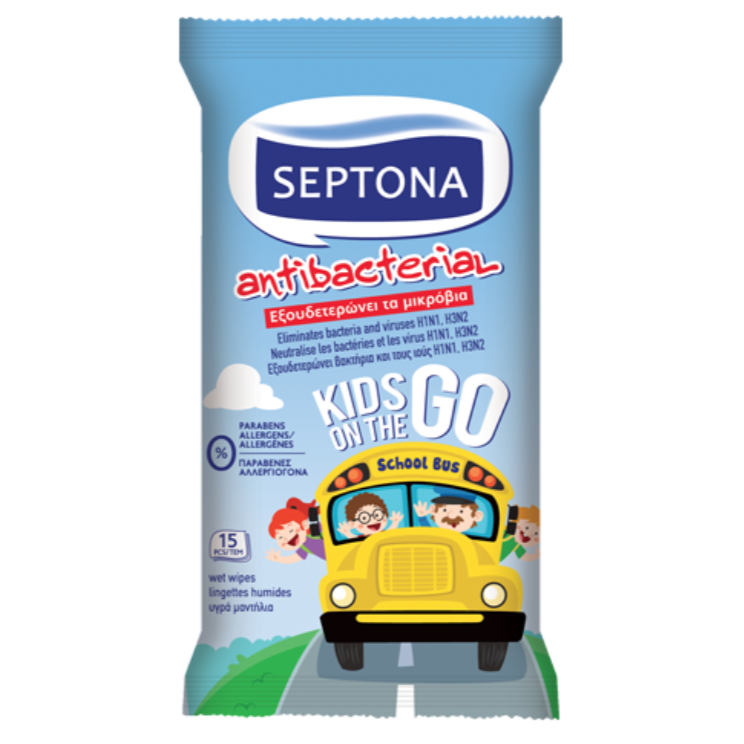 Septona Antibacterial Wipes Kids On The Go 15 Wipes - Medaid International