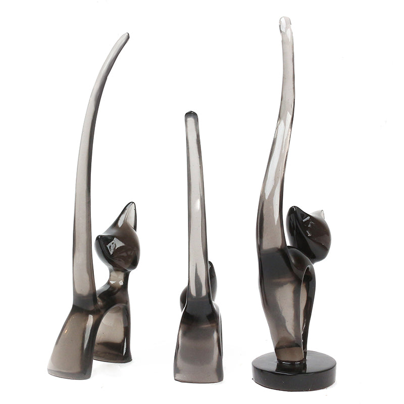 Set of 3 Mini Playful Kittens Sculpture Figurines Display Art Statue for Living Room Tabletop Home Decoration Black - Medaid International