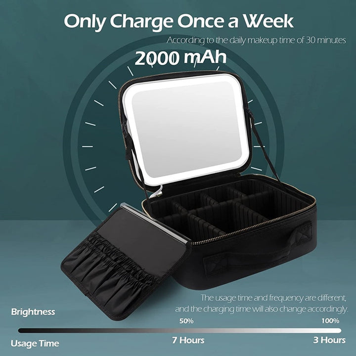 Adjustable Light Make up Bag with Mirror LED Light - Medaid International