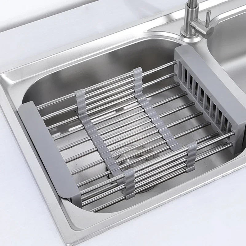 Stainless Steel Expandable Vegetable Basin with Drain Basket Drain Rack 1pc - Medaid International