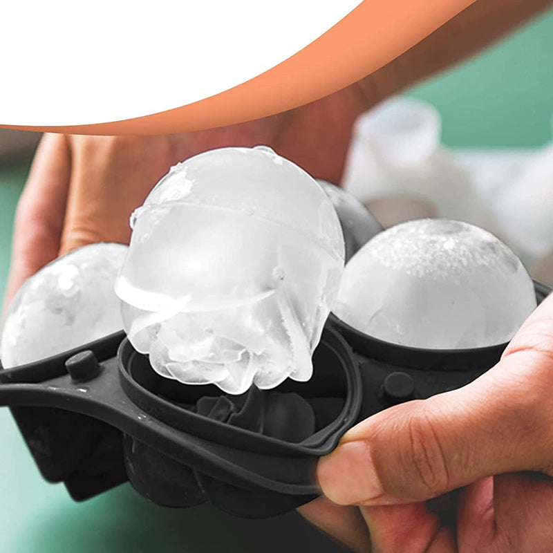 Silicone Flower Shaped Ice Mold with Cover Non Stick Mold for Ice Cube 4 Ice Balls - Medaid International