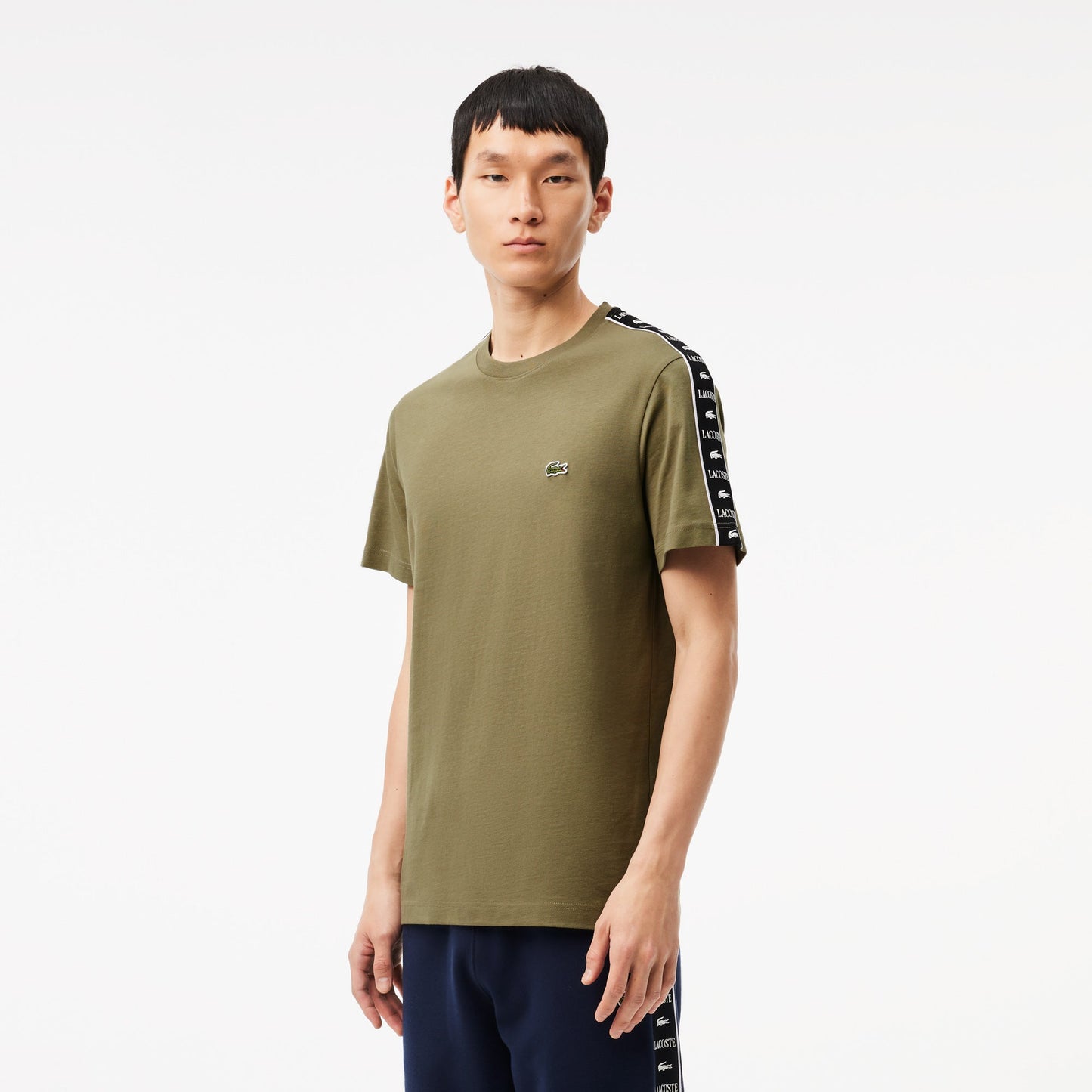 Lacoste logo stripe cotton t-shirt th7404-bmy-lebanon - Medaid