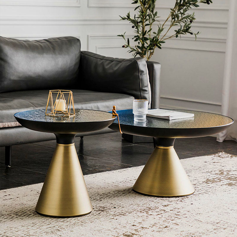 Tempered Glass Top Coffee Table with Stainless Steel Base, Side Table for Living Room, Guest Room, Bedroom - Small - Medaid International