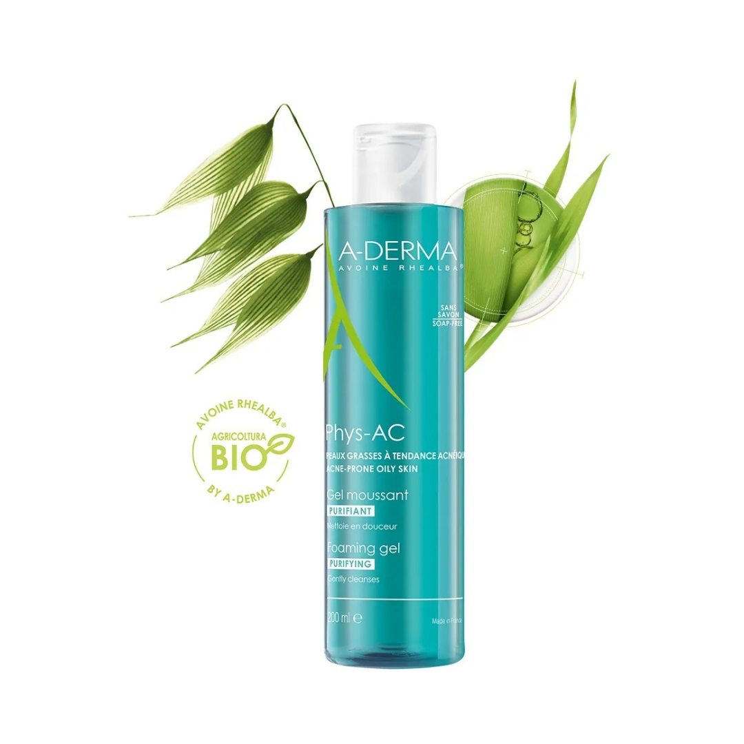 A-Derma Phys-Ac Purifying Foaming Gel For Oily Skin 200ml - Medaid