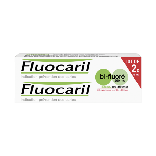 Fluocaril 250 mg Mint Toothpaste - 2x75 ml - Medaid