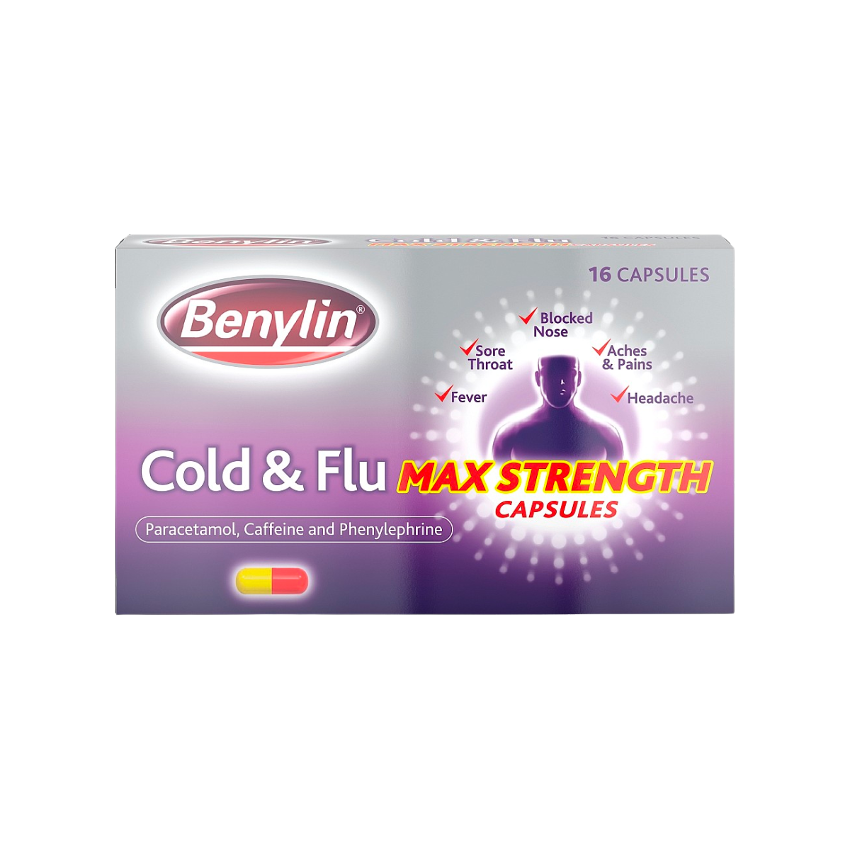 Benylin - Cold & Flu Max Strength Capsules (16) - Medaid