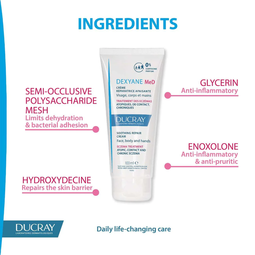 Ducray Dexyane Med Soothing Repair Cream For Eczema And Atopic Dermatitis 100ml - Medaid International