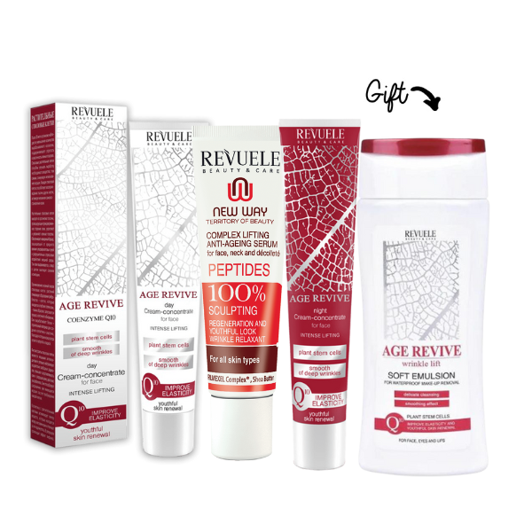 Age Revive Day Cream + Age Revive Night New Way Complex Lifting Anti Age Serum Peptide 35 Ml +FREE Age Revive Micellar Milk Make Up Remover - Medaid