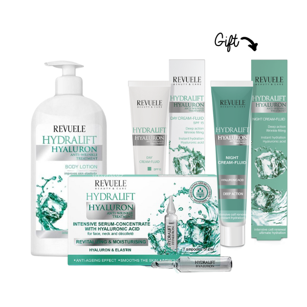 Buy Hydralift Ampoules + Hydralift Day Cream + Hydralift Hyaluron Moisturizing Body Lotion With Hyaluronic Acid And Get Hydralift Hyaluron Night Cream- Fluid For FREE - Medaid