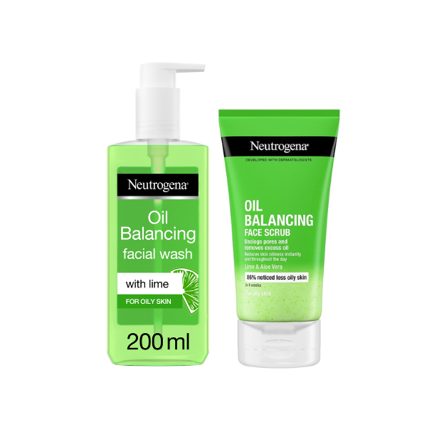 20% OFF Neutrogena Oil Balancing Facial Wash With Lime Scent 200ml + Neutrogena Oil Balancing Daily Face Scrub - Medaid