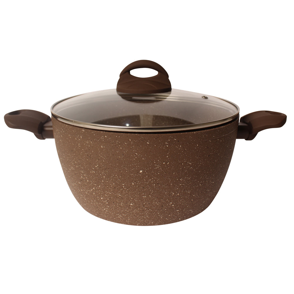 Lava Stone Granite Fryer Pot with Frying Basket & Glass Lid - Medaid