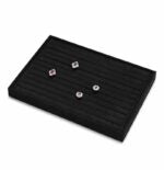 35 CM Velvet Jewelry Organizer Tray for Drawers with Leather Finish Stackable Jewelry Display Trays for Rings Earrings Necklaces Black - Medaid International