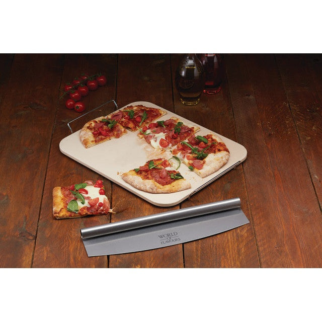 World of Flavours Italian Large Pizza Stone & Cutter - Medaid International