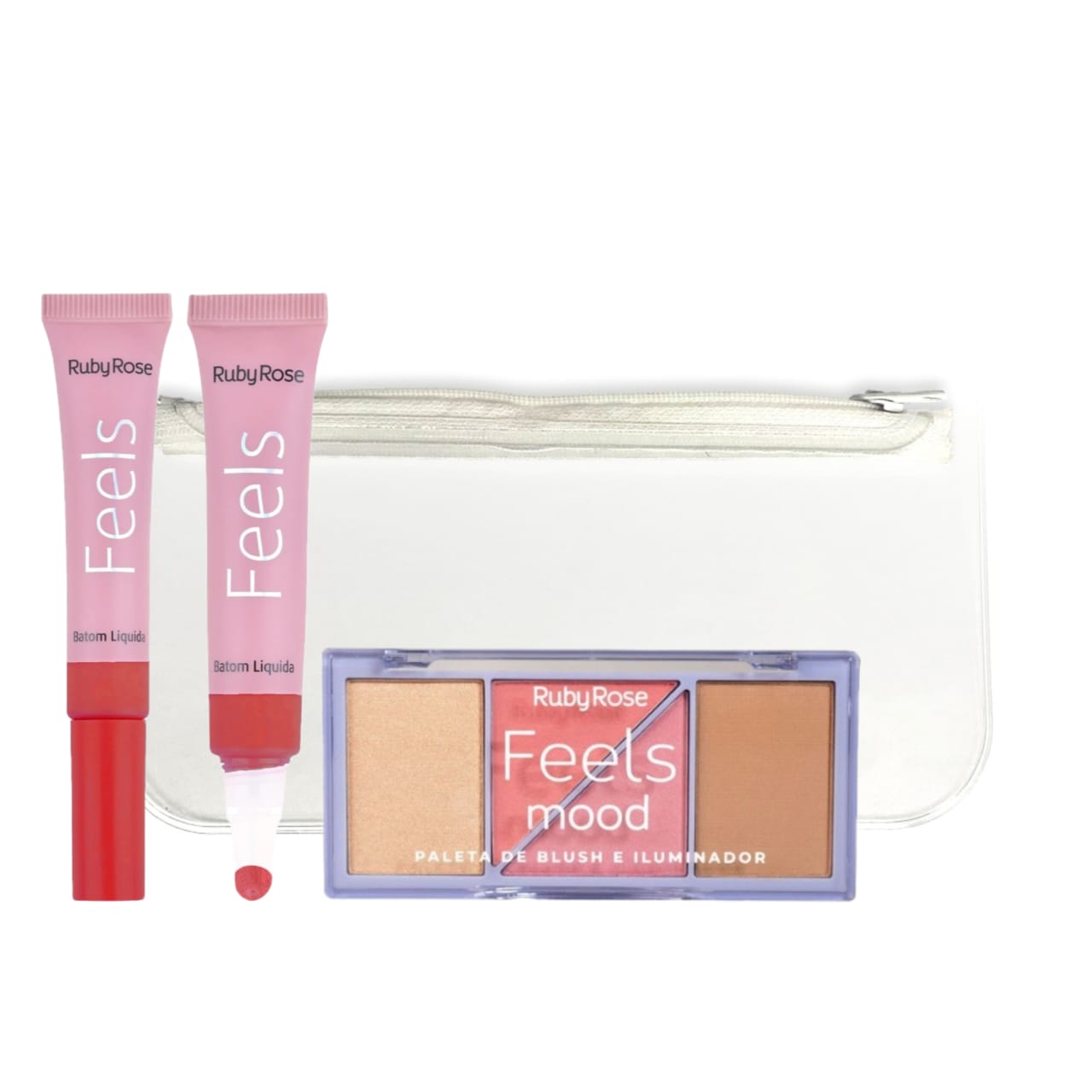 Ruby rose Feels Mood Blush (Hb-7529-1) + Liquid Lipcream (HB8229-Random) + FREE POUCH - Medaid International