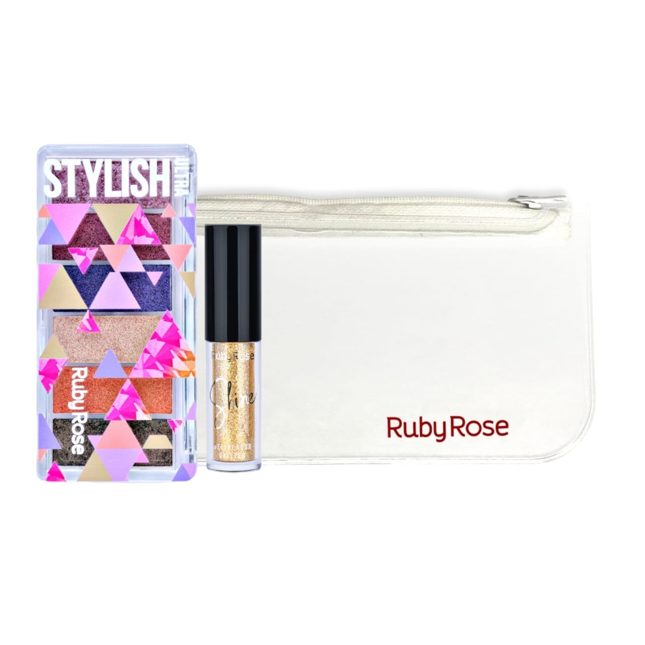 Ruby rose Stylish Eyeshadow(HB-1069) + Glitter Eyeliner(HB-8416-4) + FREE POUCH - Medaid International