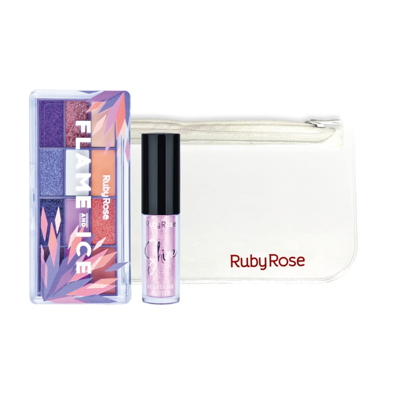 Ruby rose Stylish Eyeshadow(Hb-1061) + Glitter Eyeliner(HB-8416-5) + FREE POUCH - Medaid International