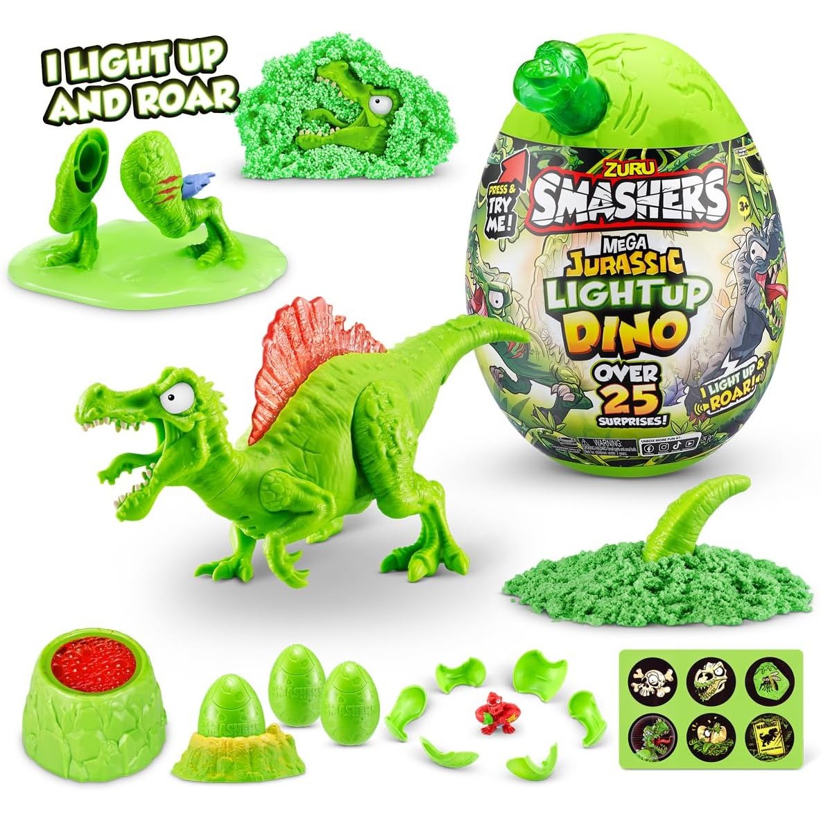 Smashers Mega Jurassic Light-Up Dino Surprise Egg Mini Figure Set - Medaid International