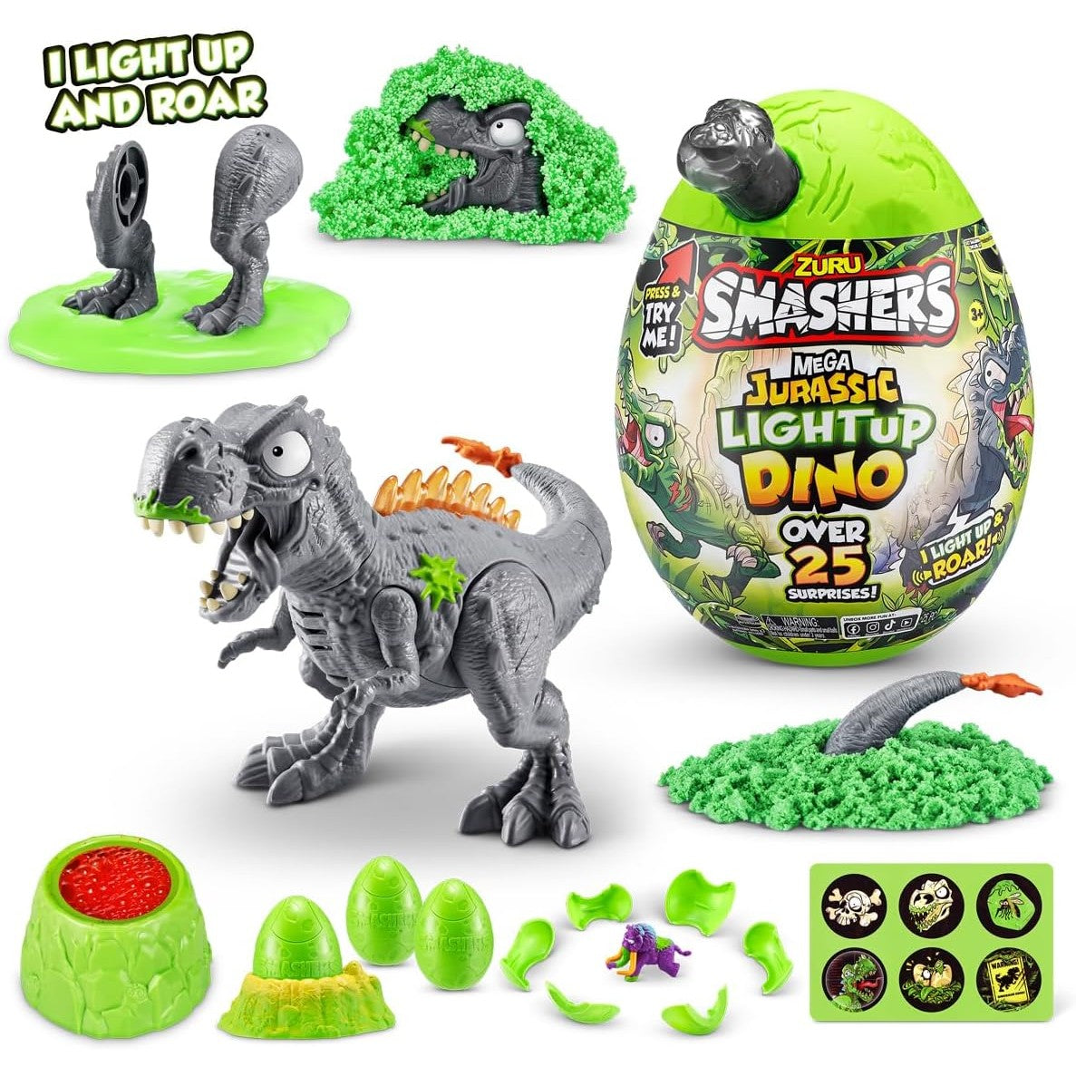Smashers Mega Jurassic Light-Up Dino Surprise Egg Mini Figure Set - Medaid International