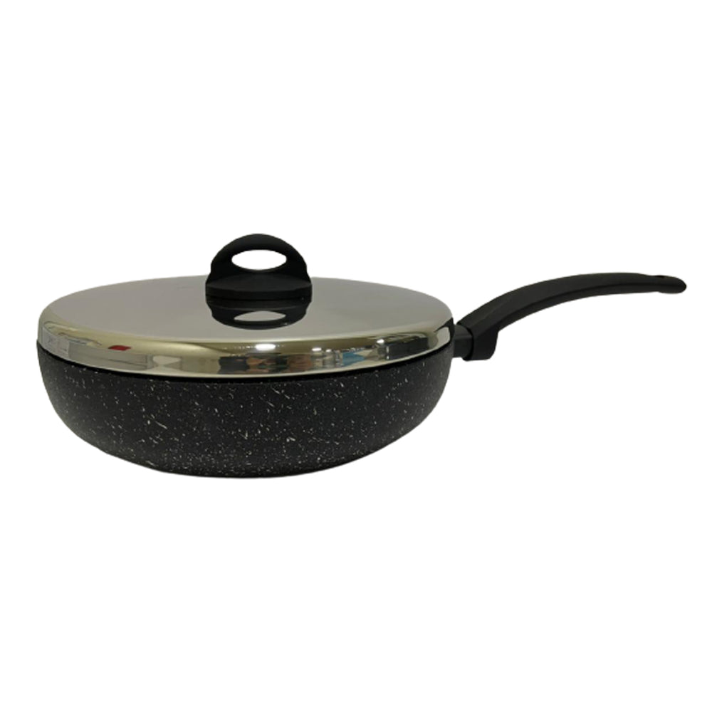 Lava Stone Granite Deep Fry Pan with Stainless Steel Lid - Medaid