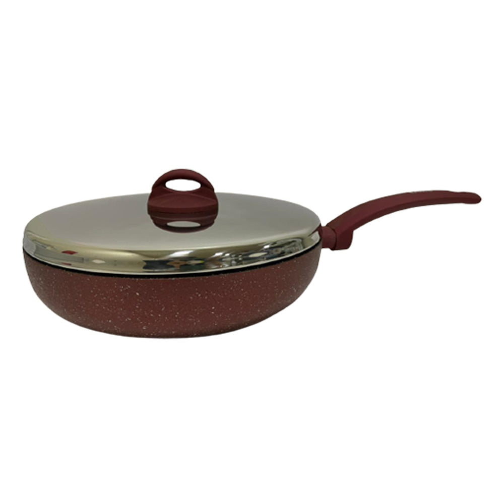 Lava Stone Granite Deep Fry Pan with Stainless Steel Lid - Medaid