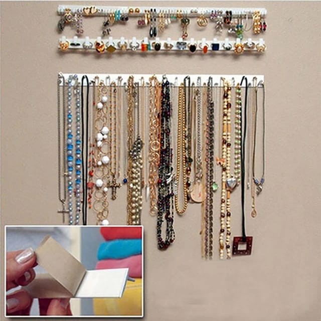 Wall Jewelry Orgainzer, 9 Pcs Adhesive Wall Mount Jewelry Hooks Set - Medaid International