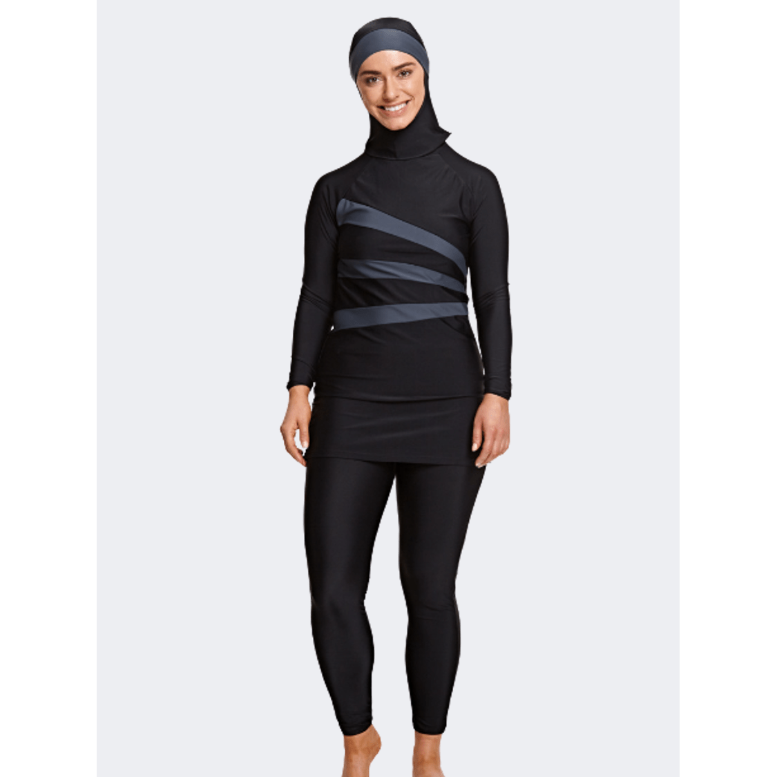 Zoggs Meelup Modesty Suit Women Swim Monokini Black/Grey - Medaid International