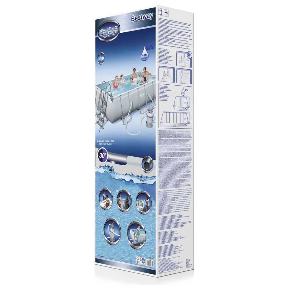 Power Steel 404x201x100cm Rectangular Tubular Pool - Medaid International