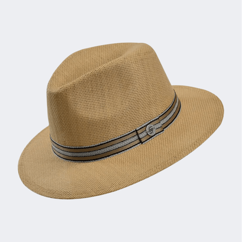 Stamion Fedora Metallic Logo S Men Beach Hat Natural/Brown - Medaid International