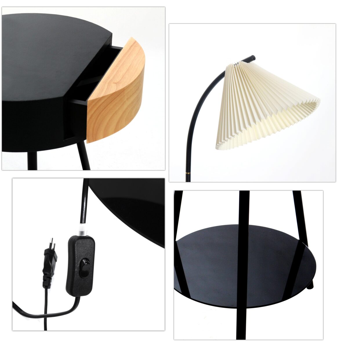 160 CM, Coffee Table Floor Lamp with Drawer and Shelf for Living Room Bedside - Medaid International