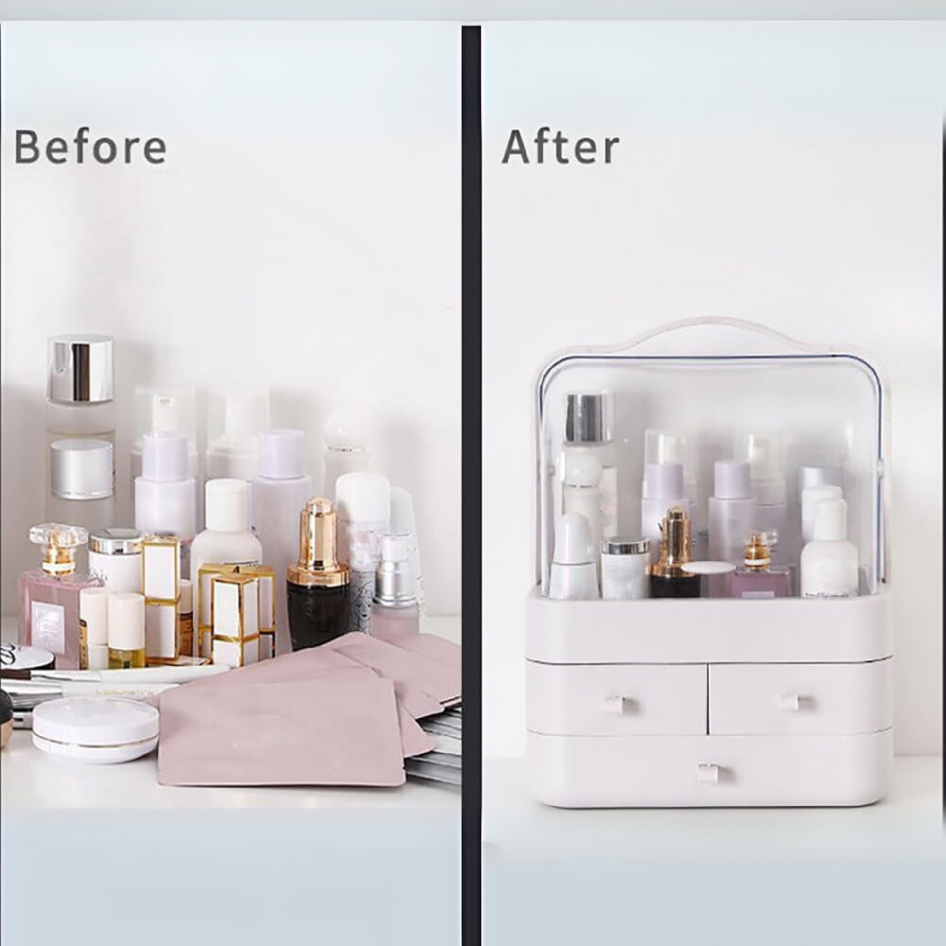 Dustproof Makeup Organizer with 3 Drawers – Waterproof Cosmetic Storage Box - Medaid International