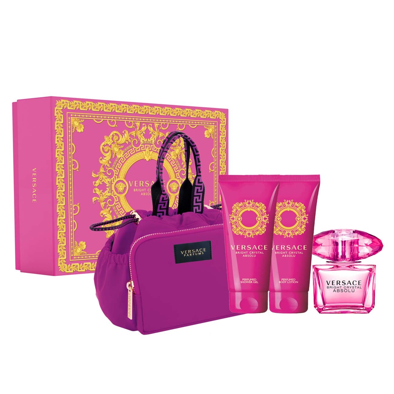 Versace Bright Crystal Absolu Set (Edp 90Ml + Bl 100Ml + Sg 100Ml + Bag) For Women - Medaid International