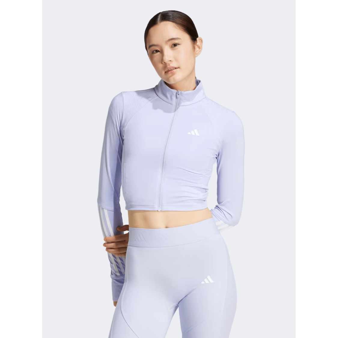 Adidas Hyperglam Full Zip Ribbed Women Training Tracksuit Violet Tone - Medaid International