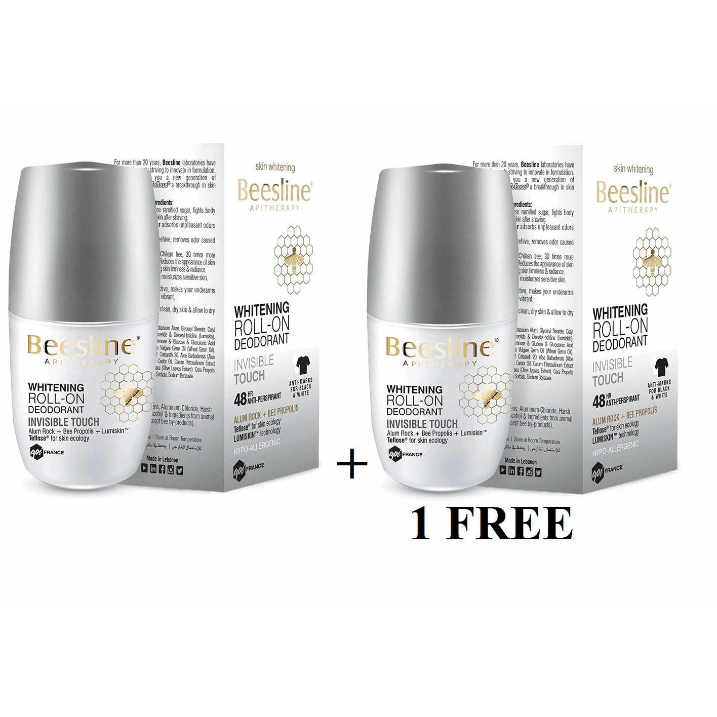 Beesline Whitening Roll-On Deodorant - Invisible Touch Buy 1 Get 1 For Free - Medaid