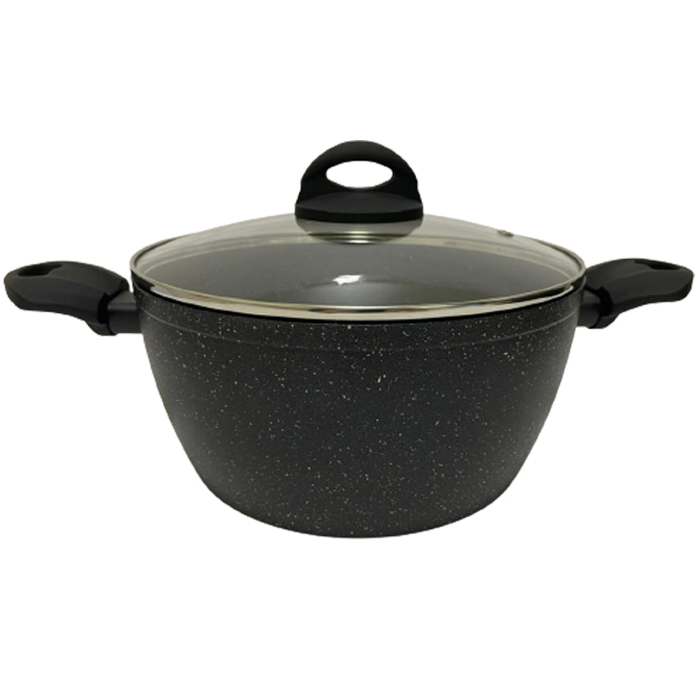 Lava Stone Granite Fryer Pot with Frying Basket & Glass Lid - Medaid