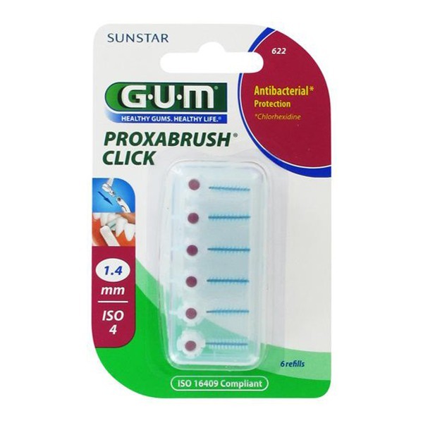 GUM Proxabrush click 1.4mm antibacterial 6 refills 612 - Medaid International
