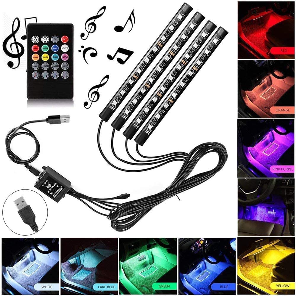 Car Rgb 4 Pcs Waterproof Led Light Strip Remote Or Bluetooth Control - Medaid International