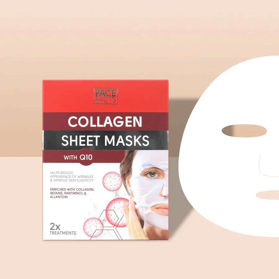 Face Facts Collagen With Q10 Sheet Masks - 2 Treatments - Medaid