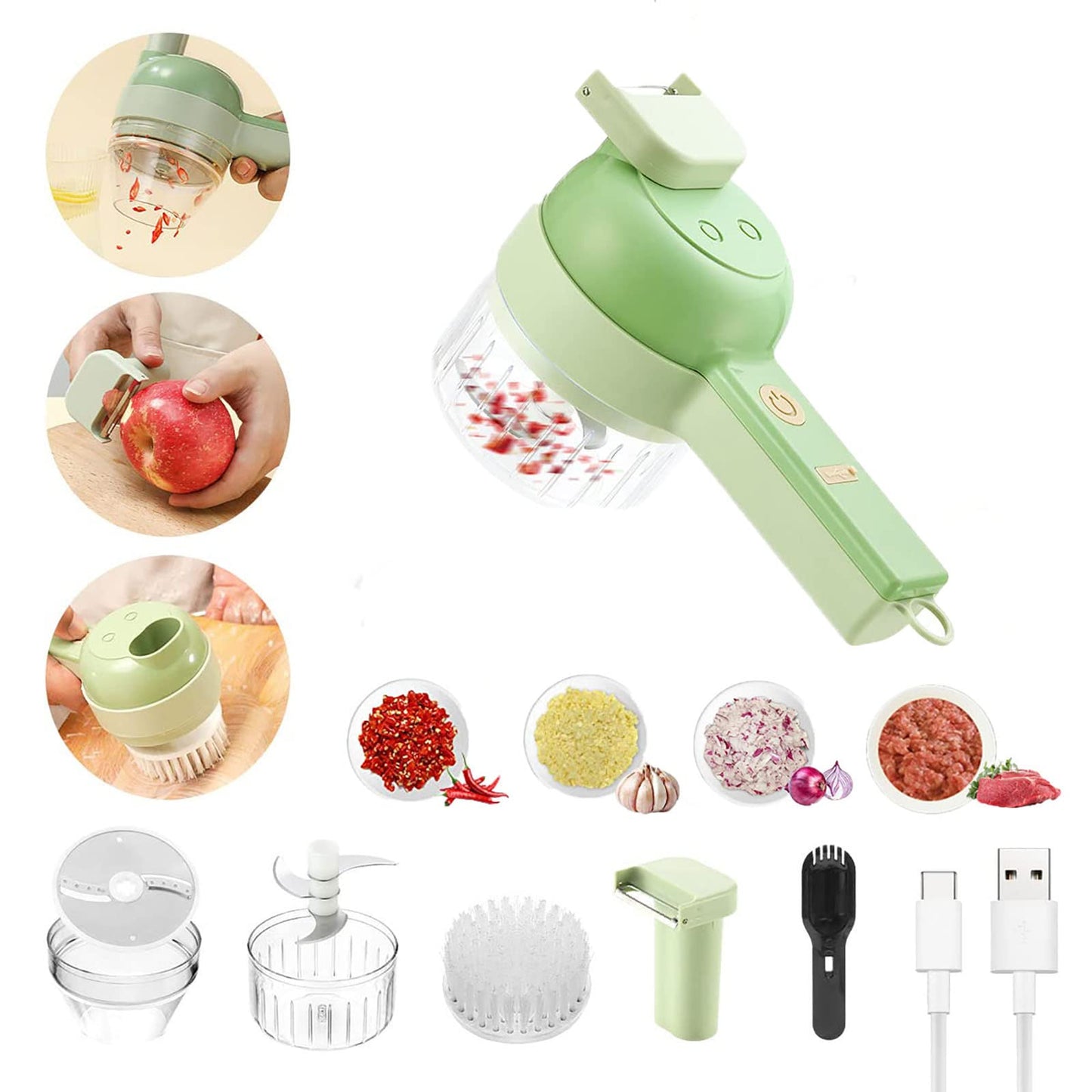 4 in 1 Handheld Electric Vegetable Cutter Food Chopper - Medaid International