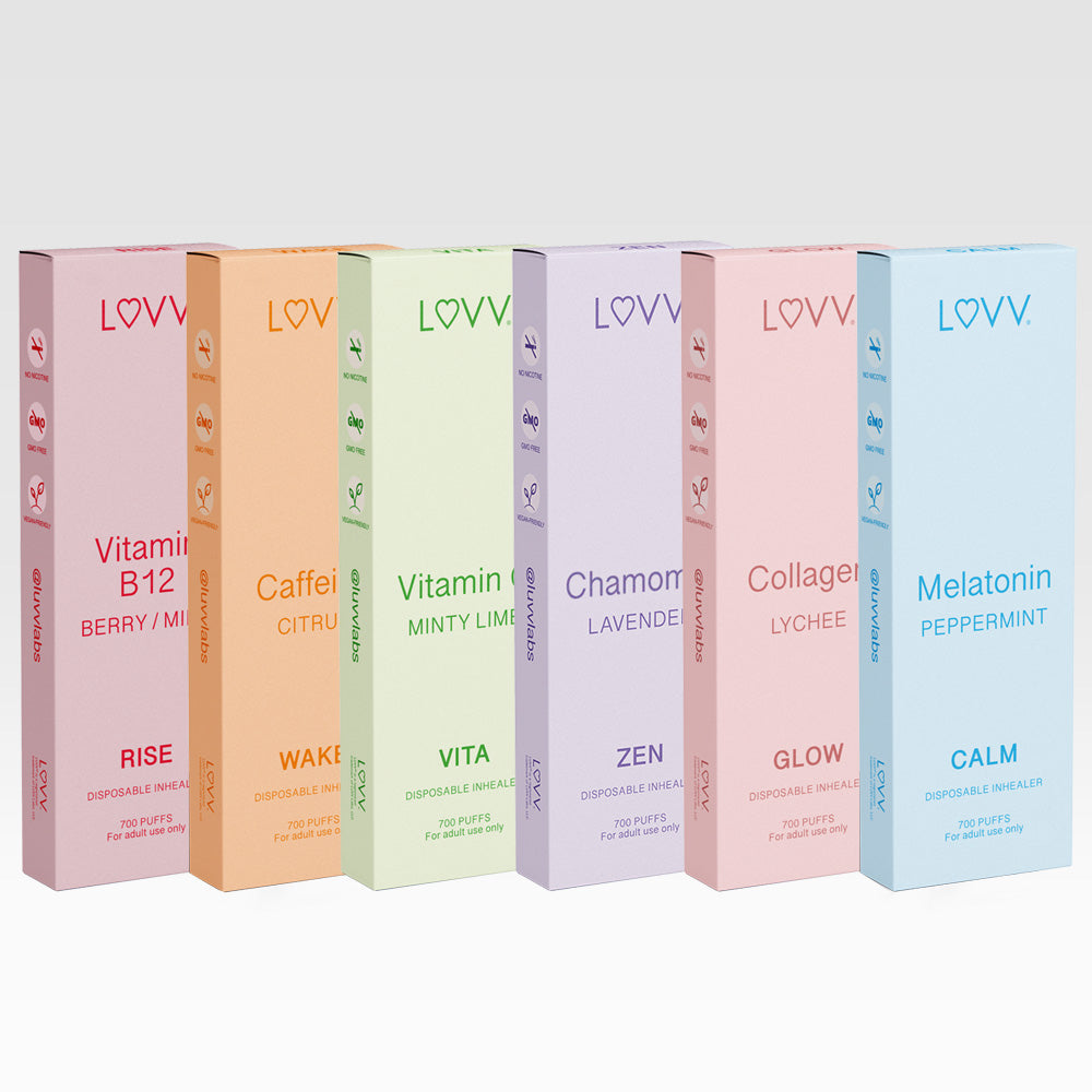 LUVV Sampler Pack 6-Pack - Non-Nicotine Disposable Vitamin Vapes - LUVV Air - Medaid International