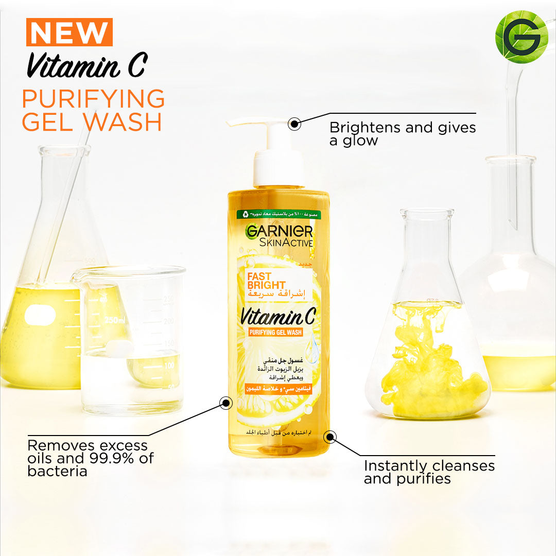 Garnier Fast Bright Face Wash With Vitamin C 400ml - Medaid
