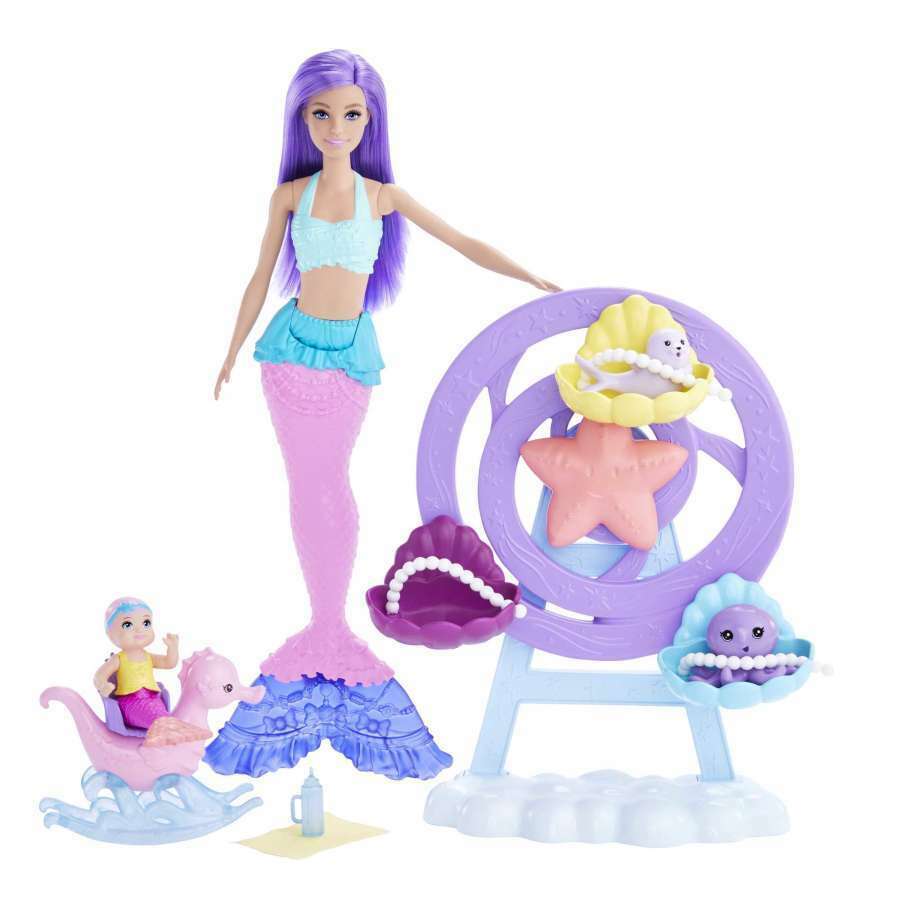Mermaid Doll, Nurturing Playset With Merbaby, Octopus and Seal - Medaid International