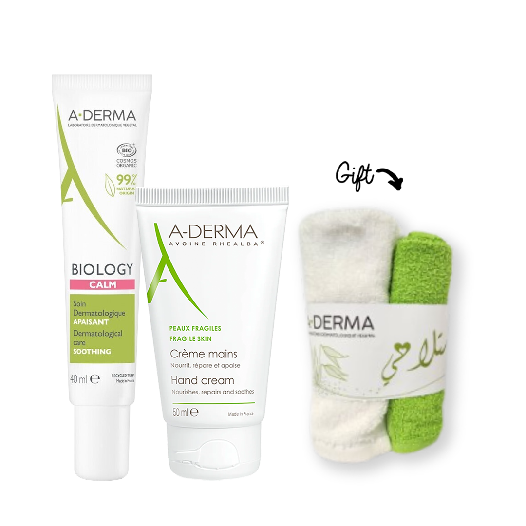 Aderma Hand Cream 50ML + Soothing Dermatological Care 40ml Calm + Towel (Gift) - Medaid