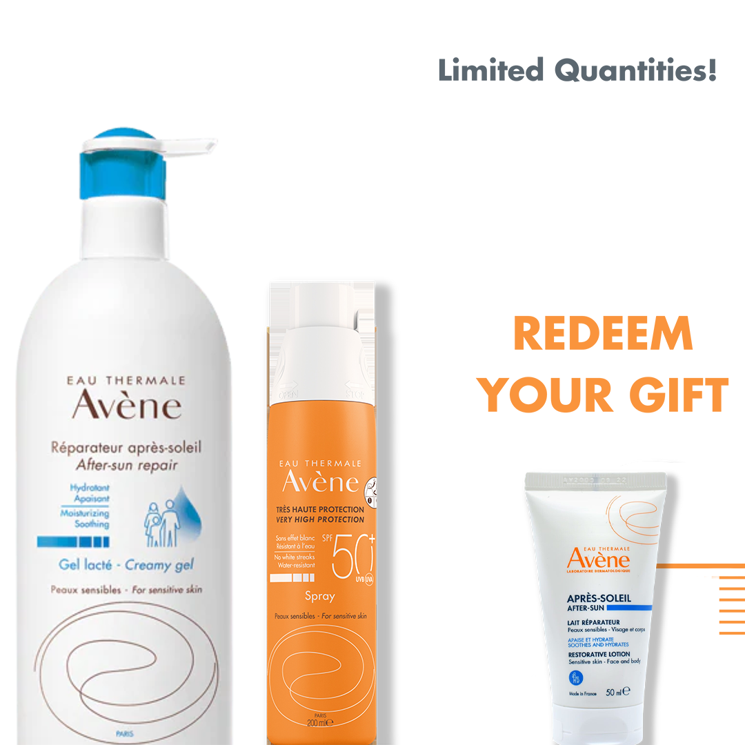 AVENE SPRAY 200 ML SPF 50+ NF + AVENE REPARATEUR APRES SOLEIL 400 ML CREAMY GEL + Apres Soleile 50ml (Gift) - Medaid