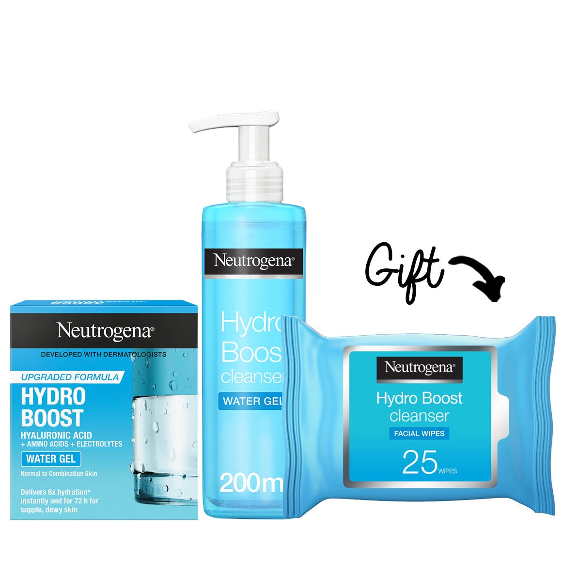 Buy 1 Hydro Boost Gel Clean + 1 Hydro Boost Water Gel and get 1 Hydro Boost Wipes for free - Medaid