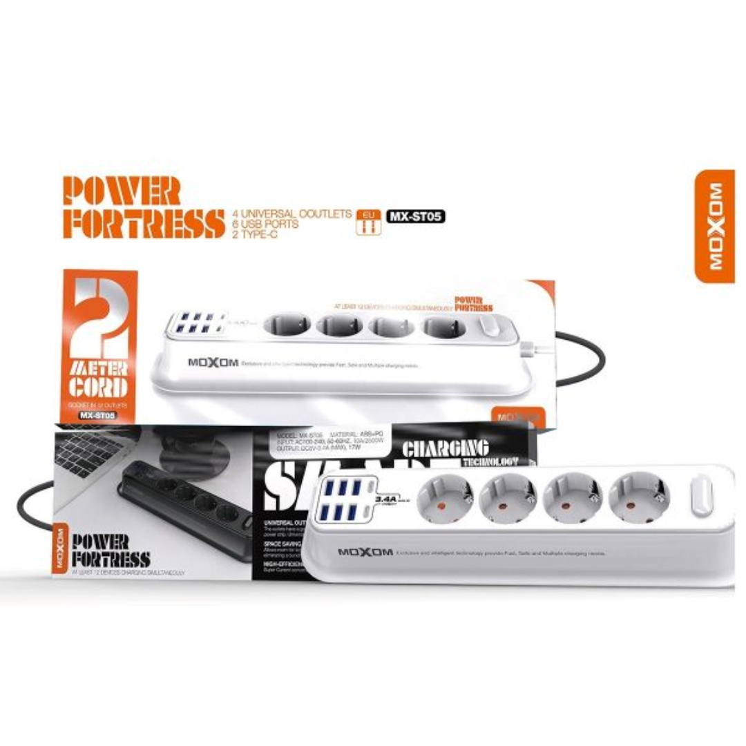 MOXOM Power Strip with Anti Static Sockets MX-ST05 - Medaid International