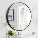 60 CM, Round Wall-Mounted Aluminum Frame Mirror with Shelf, Round Pendant Mirror, Decorative Mirror - Medaid