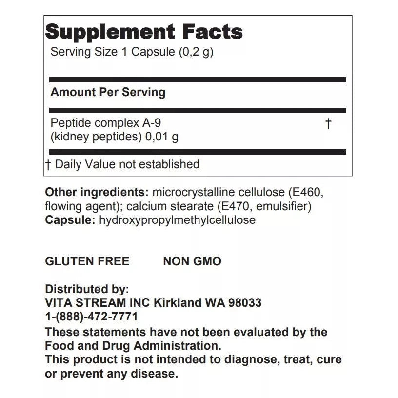 A-9 Pielotax Original Khavinson Natural Kidney Peptide Bioregulator 20 capsules - Medaid International