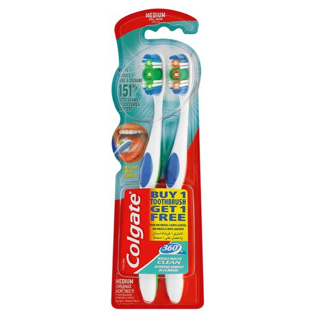 Colgate 360 Whole Mouth Clean Medium, Value Pack Toothbrush-2pk - Medaid International