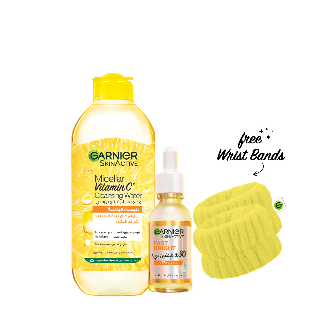 -15% FREE Wrist Band Garnier 400mL Vitamin C Micellar Water + Vitamin C Serum - Medaid International